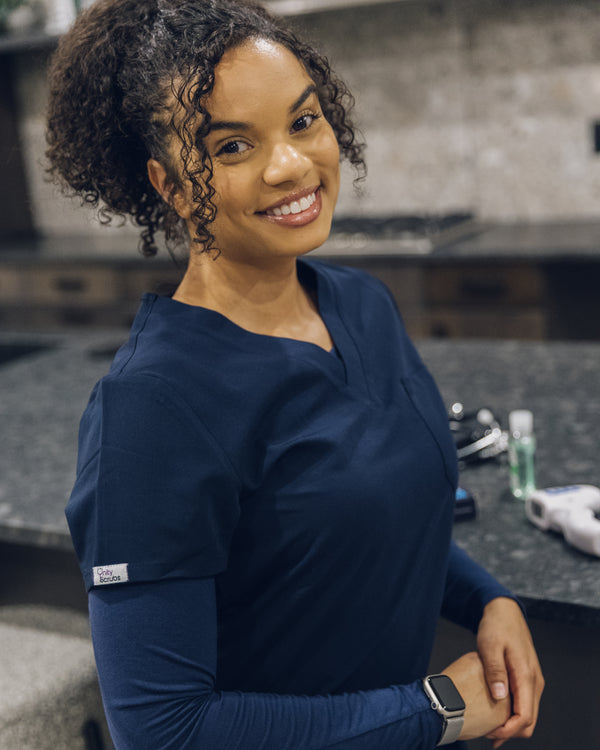 Navy Blue Scrub Top